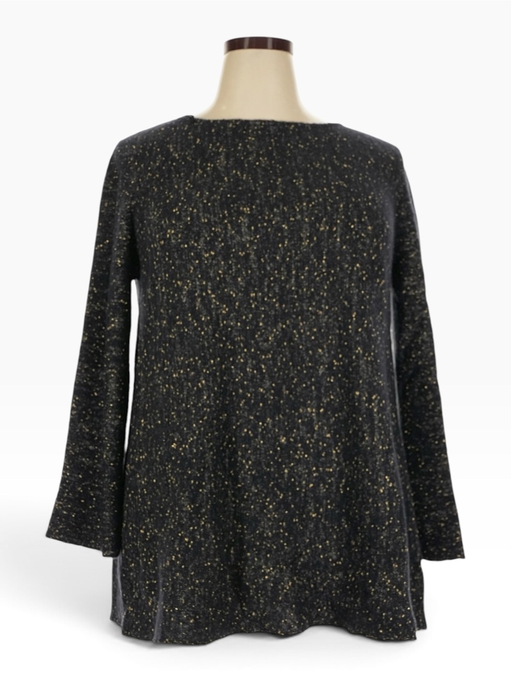 Lafayette 148 XXL Cashmere Metallic Gold Tunic Sweater Black NWT $698